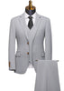 Gray suit with a tie on a mannequin against a white background