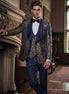 Men’s Navy Jacquard 3-Piece Wedding Groom Tuxedo