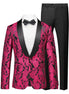 Men's Pink Jacquard Blazer One-button Shawl Lapel Jacket-1