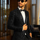 Black sequin floral velvet dinner jacket front view