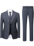 Gray pinstripe suit with vest and tie on a white background