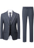 Gray pinstripe suit with vest and tie on a white background