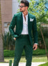 Men's Stylish Dark Green 3-Piece Suit One Button Closure Notched Lapel1