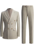 Beige suit jacket and pants on a white background
