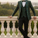 The Imperial Mandarin - Emerald Green Paisley Stand Collar Tuxedo Set