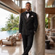 Noir Cadence - Black Double-Breasted Gold Crystal Peak Lapel Tuxedo