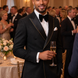 Noir Cadence - Black Double-Breasted Gold Crystal Peak Lapel Tuxedo