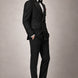 Noir Cadence - Black Double-Breasted Gold Crystal Peak Lapel Tuxedo