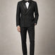 Noir Cadence - Black Double-Breasted Gold Crystal Peak Lapel Tuxedo