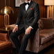 Noir Cadence - Black Double-Breasted Gold Crystal Peak Lapel Tuxedo