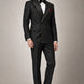 Noir Cadence - Black Double-Breasted Gold Crystal Peak Lapel Tuxedo