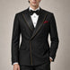 Noir Cadence - Black Double-Breasted Gold Crystal Peak Lapel Tuxedo