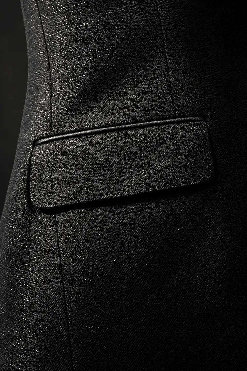 Noir Cadence - Black Double-Breasted Gold Crystal Peak Lapel Tuxedo