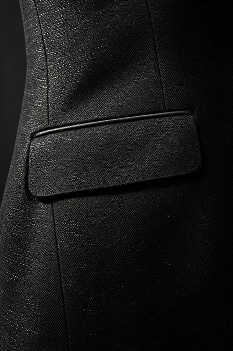 Noir Cadence - Black Double-Breasted Gold Crystal Peak Lapel Tuxedo