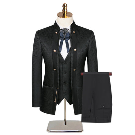 Black Paisley Fitted Party Suit