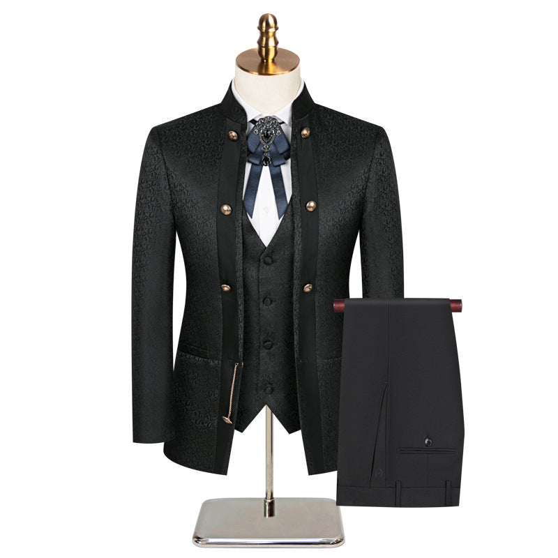 Black Paisley Fitted Party Suit