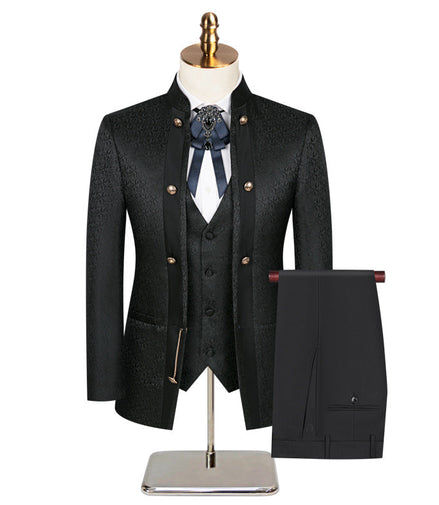 Black Paisley Fitted Party Suit
