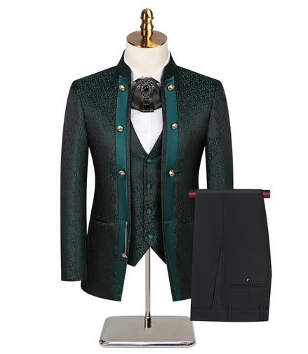Green Paisley Fitted Party Suit
