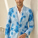 Azure Mediterranean Muse - Blue Floral Resort Blazer