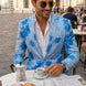 Azure Mediterranean Muse - Blue Floral Resort Blazer