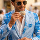 Azure Mediterranean Muse - Blue Floral Resort Blazer