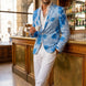 Azure Mediterranean Muse - Blue Floral Resort Blazer