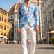 Azure Mediterranean Muse - Blue Floral Resort Blazer