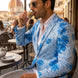 Azure Mediterranean Muse - Blue Floral Resort Blazer