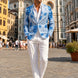 Azure Mediterranean Muse - Blue Floral Resort Blazer