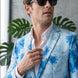 Azure Mediterranean Muse - Blue Floral Resort Blazer