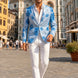 Azure Mediterranean Muse - Blue Floral Resort Blazer