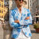 Azure Mediterranean Muse - Blue Floral Resort Blazer