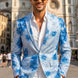 Azure Mediterranean Muse - Blue Floral Resort Blazer