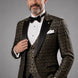 Sable Pantheon - Black Gold Geometric Peak Lapel 3-Piece Tuxedo