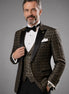 Sable Pantheon - Black Gold Geometric Peak Lapel 3-Piece Tuxedo