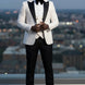Alabaster Pantheon - White & Gold Greek-Key Jacquard Peak Lapel 3-Piece Tuxedo - Nevo Suit™