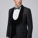 Obsidian Masterpiece - Black Jacquard Velvet Peak Lapel 3-Piece Tuxedo - Nevo Suit™