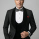 Obsidian Masterpiece - Black Jacquard Velvet Peak Lapel 3-Piece Tuxedo - Nevo Suit™
