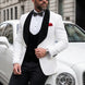 The Diamond Royale - White Jacquard & Velvet Contrast Tuxedo Set