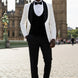 The Diamond Royale - White Jacquard & Velvet Contrast Tuxedo Set