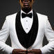 The Diamond Royale - White Jacquard & Velvet Contrast Tuxedo Set