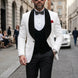 Glacier Masterpiece - White Jacquard Velvet 3-Piece Tuxedo