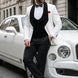 Glacier Masterpiece - White Jacquard Velvet 3-Piece Tuxedo