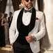 Glacier Masterpiece - White Jacquard Velvet 3-Piece Tuxedo