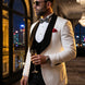 Glacier Masterpiece - White Jacquard Velvet 3-Piece Tuxedo