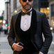 The Onyx Royale - Black 3D Jacquard & Velvet Contrast Tuxedo Set
