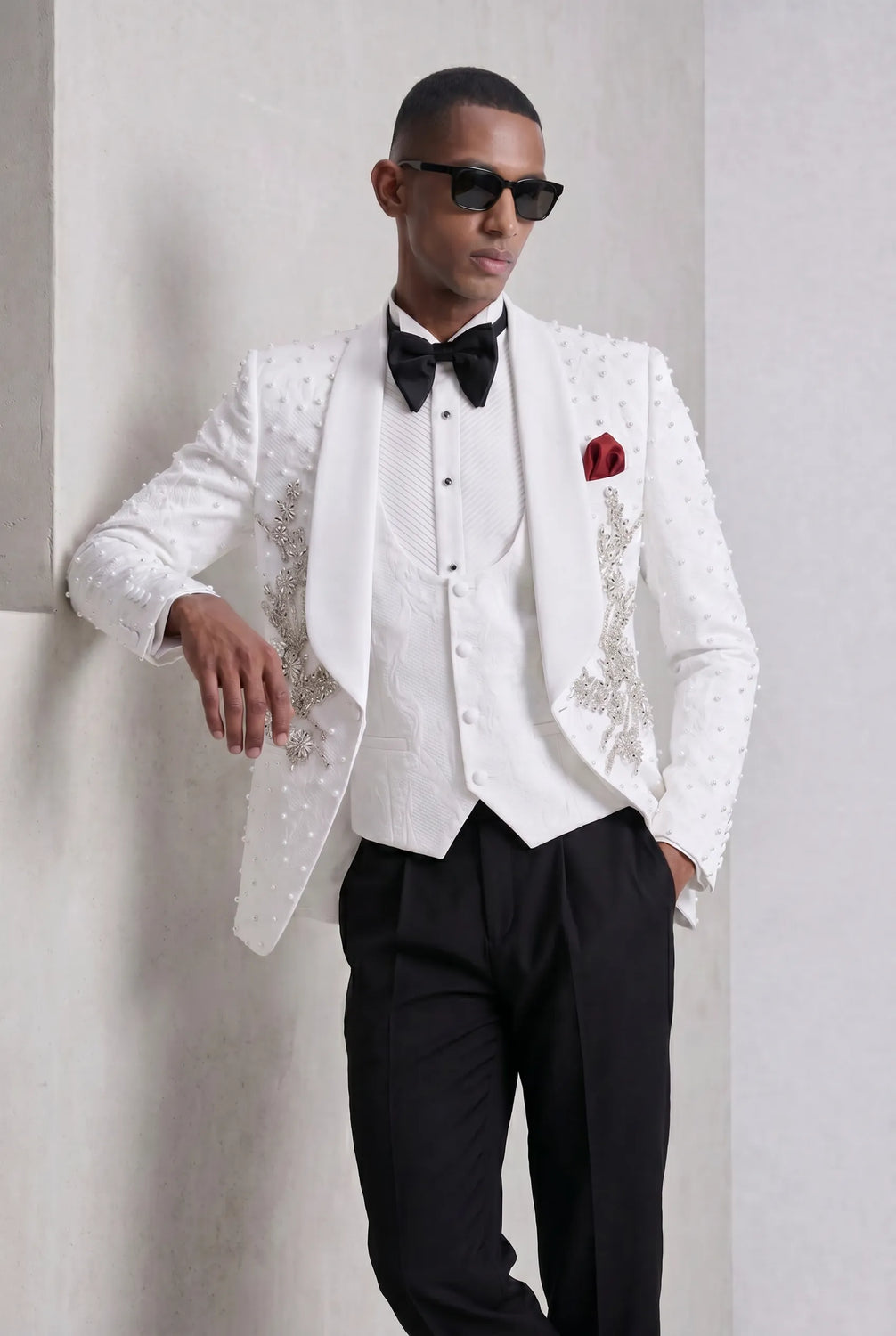 Pearl Symphony - White Pearl & Crystal Shawl 3-Piece Tuxedo - product image 41 | Nevo Suit