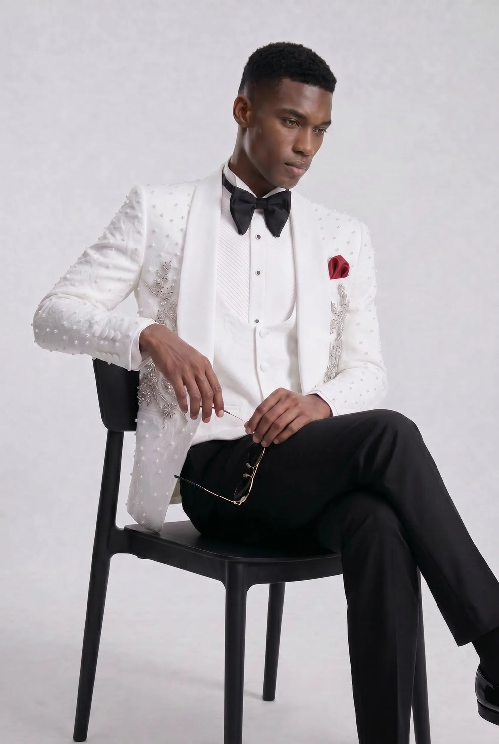 Pearl Symphony - White Pearl & Crystal Shawl 3-Piece Tuxedo - product image 21 | Nevo Suit