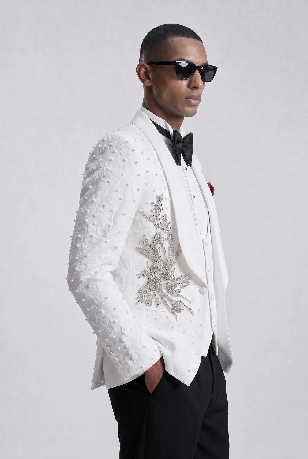 Pearl Symphony - White Pearl & Crystal Shawl 3-Piece Tuxedo - product image 23 | Nevo Suit