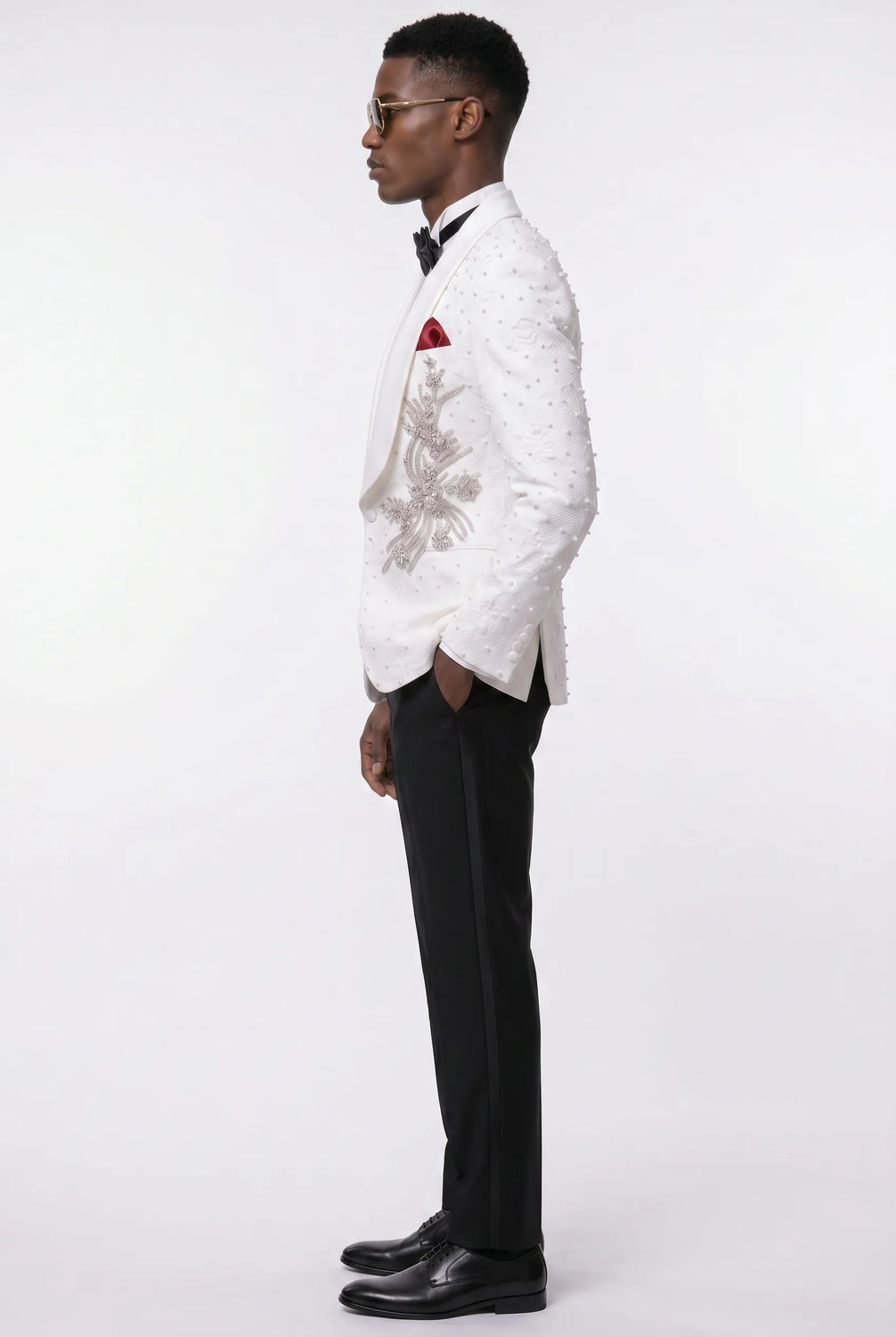 Pearl Symphony - White Pearl & Crystal Shawl 3-Piece Tuxedo - product image 15 | Nevo Suit